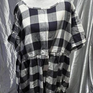 Evy’s Tree The Joanne Checkered Dress S Navy/White Short Sleeve
